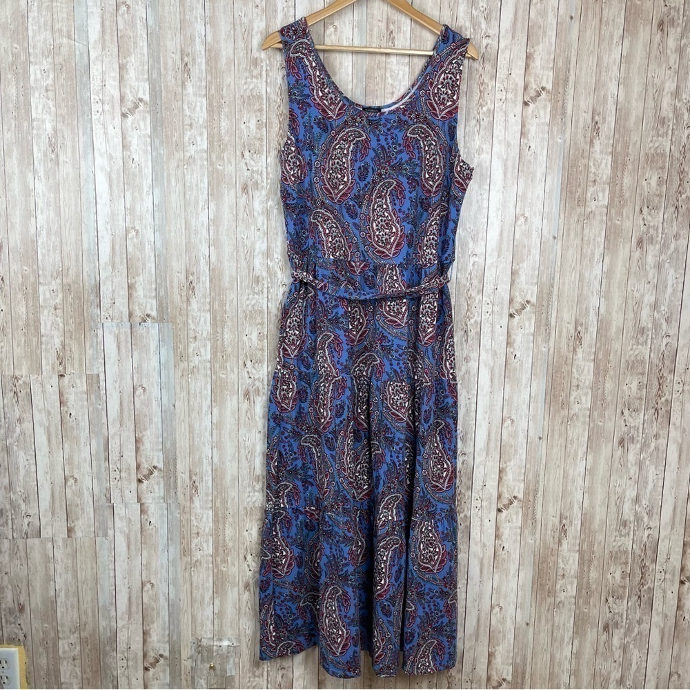 Talbots Paisley Print Tiered Midi Sleeveless Dress Size XL Women - Picture 2 of 11